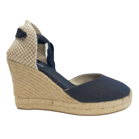 Soludos Shoes - Soludos The Marseille Wedge  Lace Up Espadrille in Noche Black